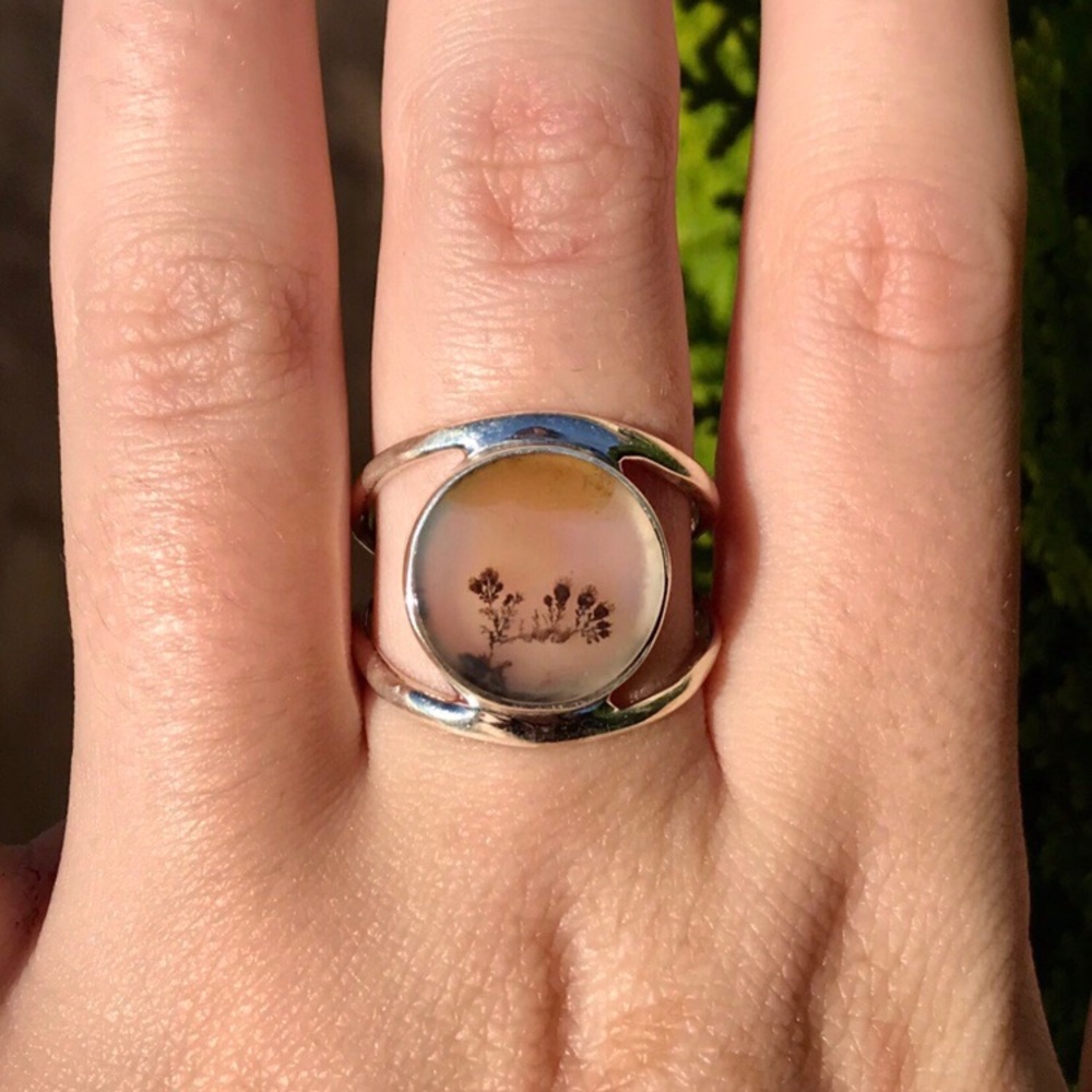 Dendritic Agate sterling silver ring